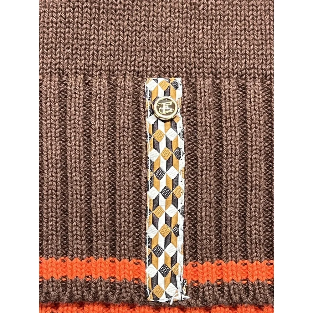 Vintage Enyce Cotton‎ Geo Brown Orange Mens Fair Isle Hip Hop Sweater XL